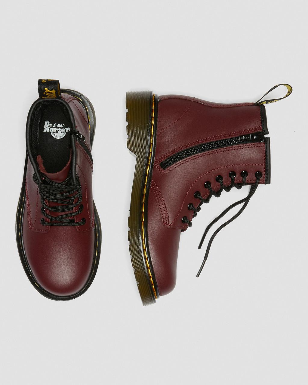 Детски боти Dr. Martens Junior 1460 Softy T Leather Lace Up Boots Бордо