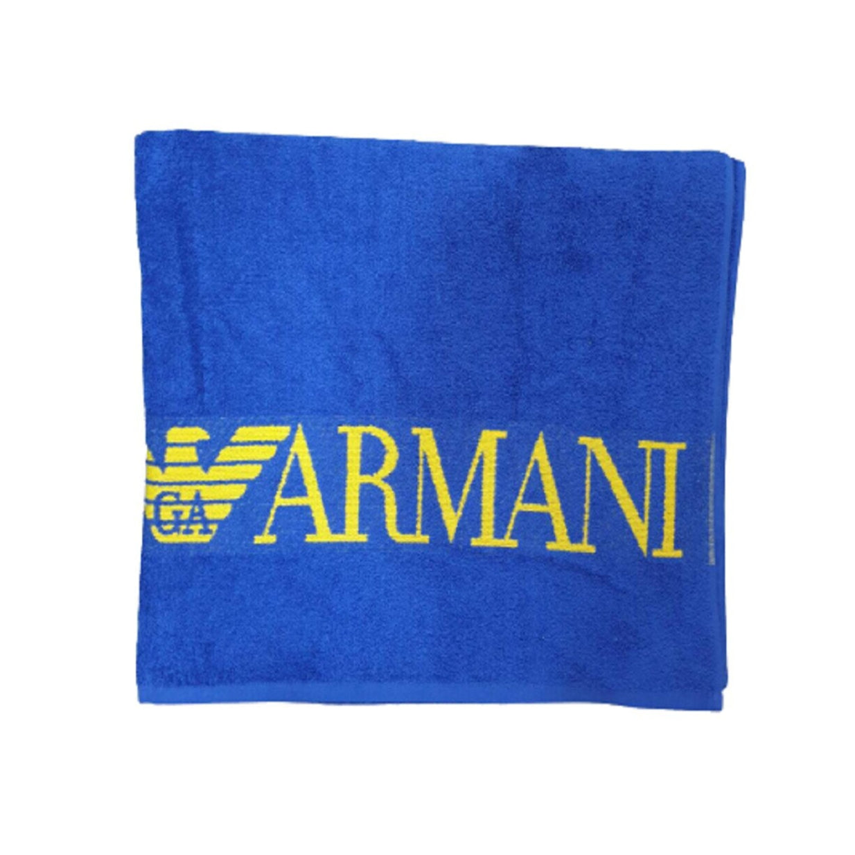 Плажна кърпа EA7 EMPORIO ARMANI, син с жълт надпис