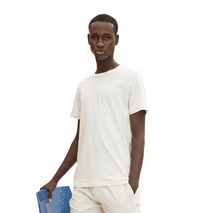 Мъжка тениска TOM TAILOR Striped White/Beige