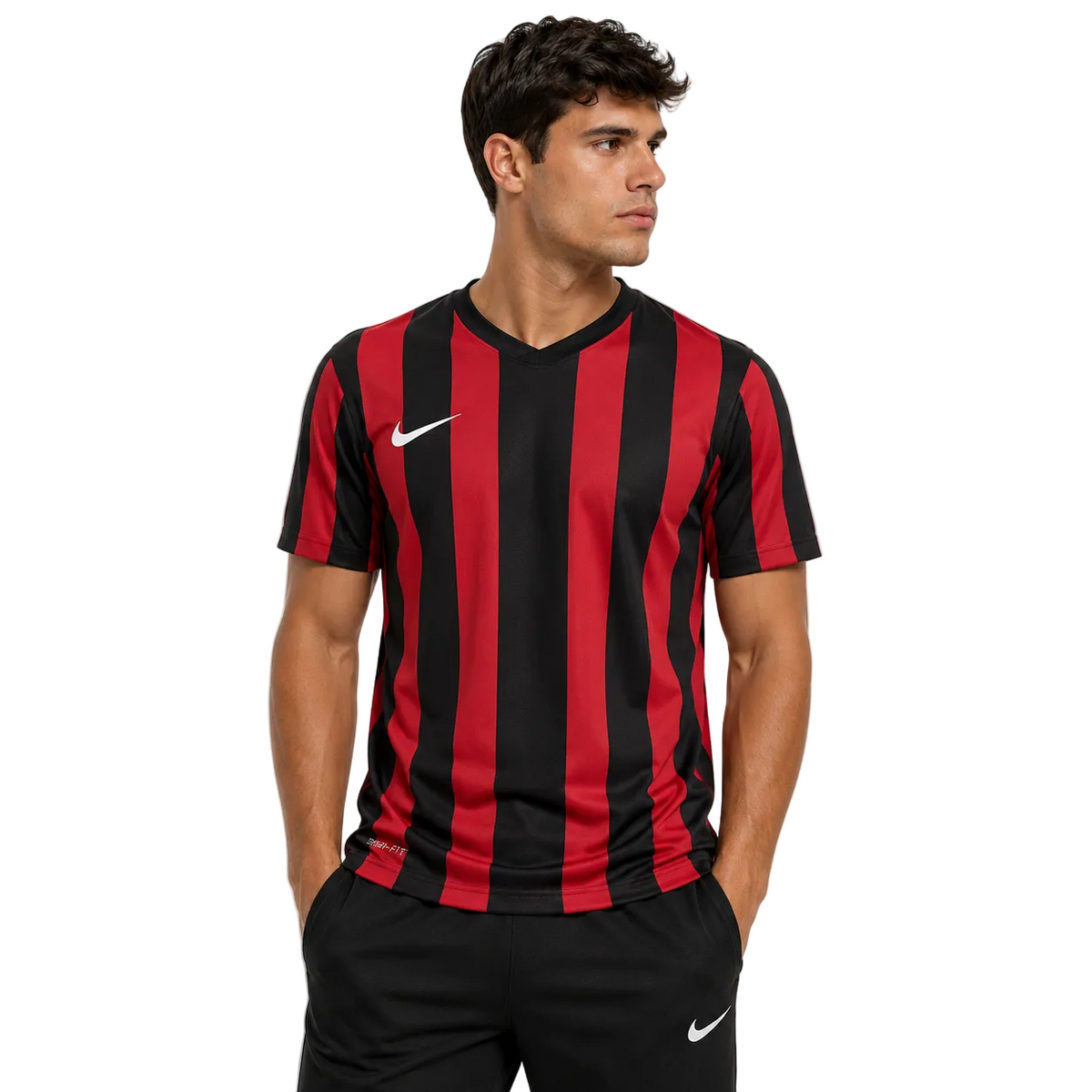 Tricou bărbați Nike Dri-Fit Striped Division IV Roșu/Negru