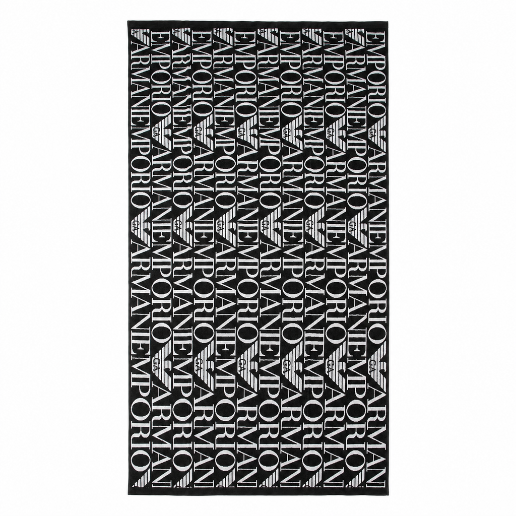 Prosop de plajă Emporio Armani, Negru/Alb