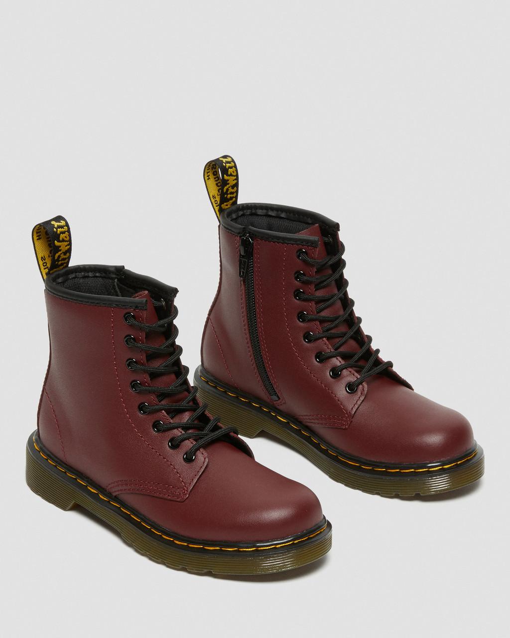 Детски боти Dr. Martens Junior 1460 Softy T Leather Lace Up Boots Бордо