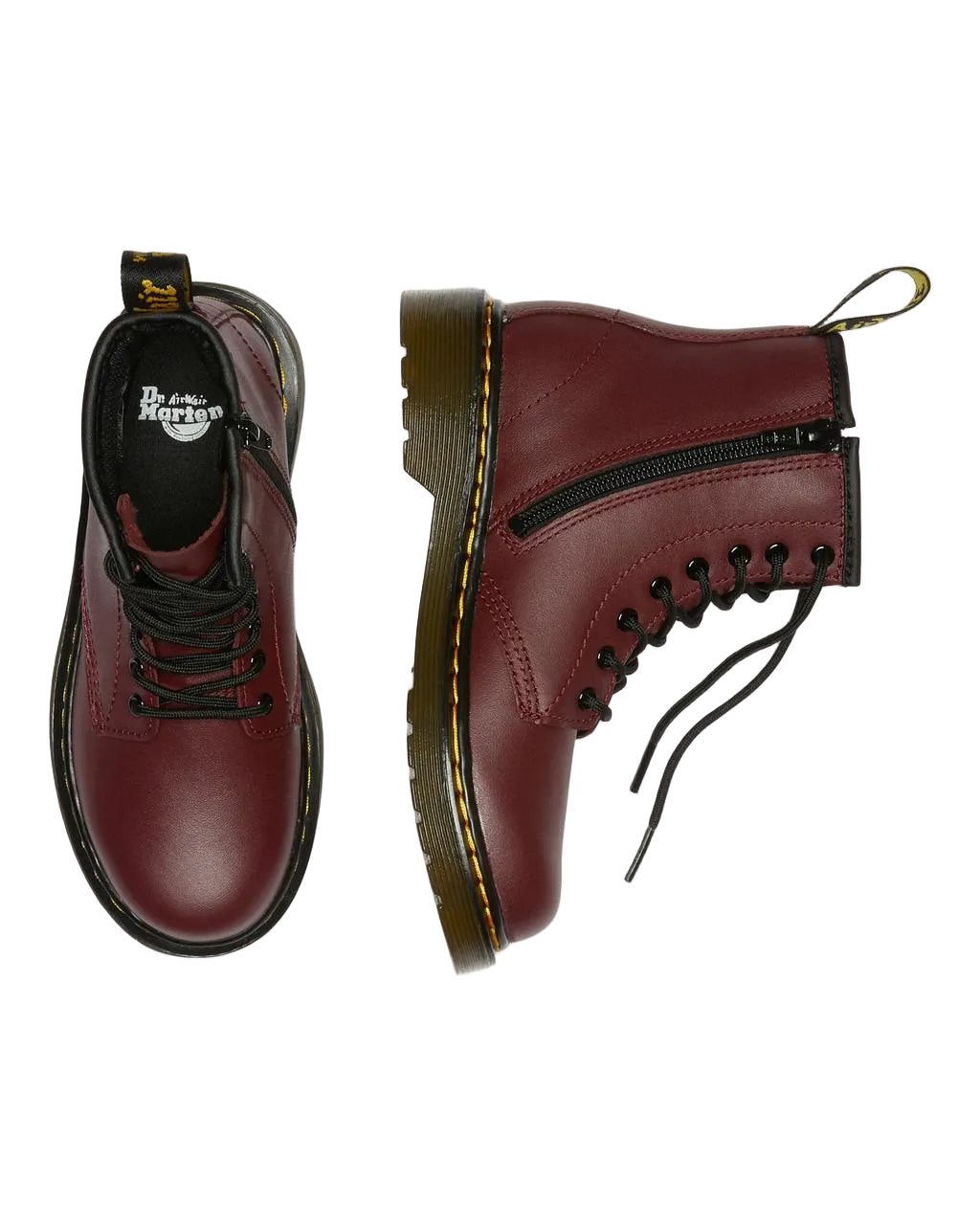 Детски боти Dr. Martens Junior 1460 Softy T Leather Lace Up Boots Бордо