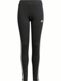Colanți lungi Adidas negri pentru copii, cu 3 dungi