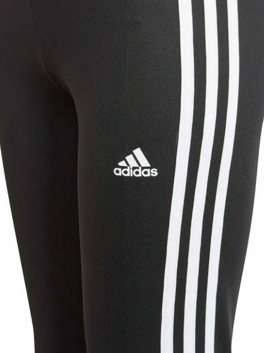 Colanți lungi Adidas negri pentru copii, cu 3 dungi