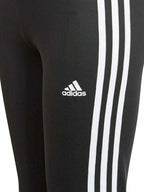 Colanți lungi Adidas negri pentru copii, cu 3 dungi