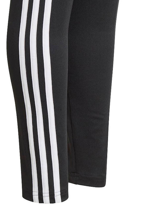 Colanți lungi Adidas negri pentru copii, cu 3 dungi