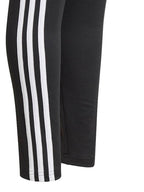Colanți lungi Adidas negri pentru copii, cu 3 dungi