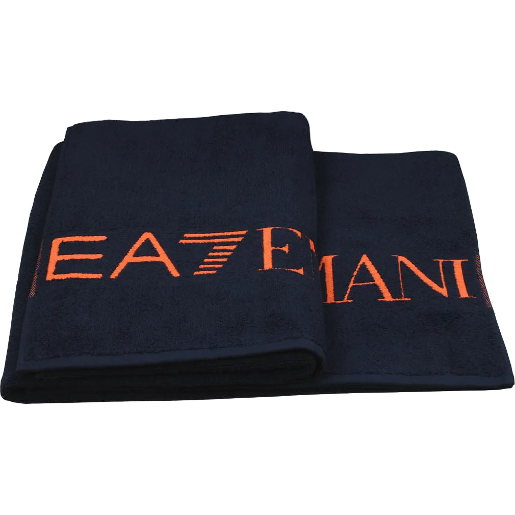 Плажната кърпа EA7 Emporio Armani, Тъмно син с надпис