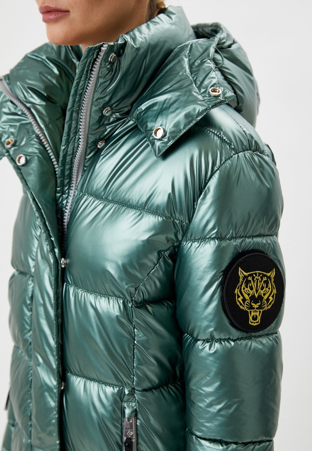 Дамско зимно яке Plein Sport Long Metallic Green